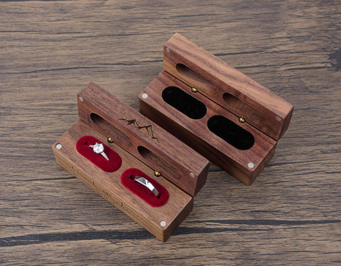 Personalized Wide Wood Wedding double ring box