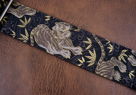 tiger and bamboo guitar strap with leather ends-6