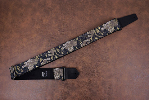 tiger and bamboo guitar strap with leather ends-8