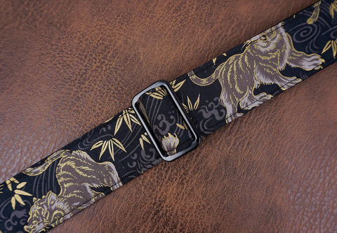 tiger and bamboo ukulele shoulder strap with leather ends-5