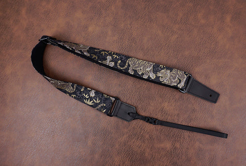 tiger and bamboo ukulele shoulder strap with leather ends-3