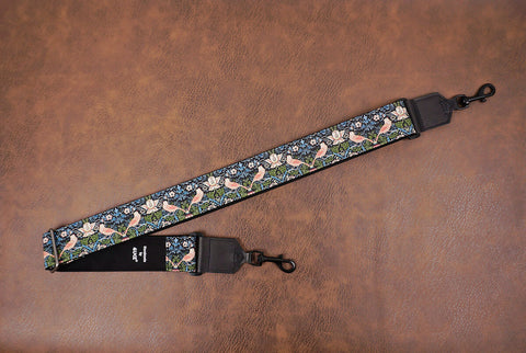 vintage bird banjo strap with leather ends and hook, can also be used as purse guitar strap-4