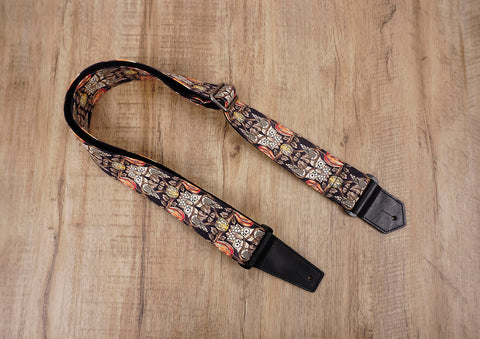 vintage bird guitar strap with leather ends-1