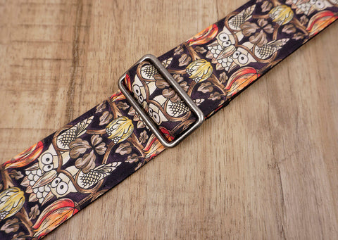 vintage bird guitar strap with leather ends-3