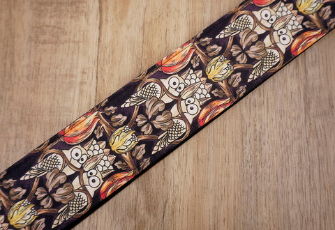 vintage bird guitar strap with leather ends-4