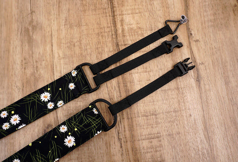 white daisy clip-on ukulele hook strap-5