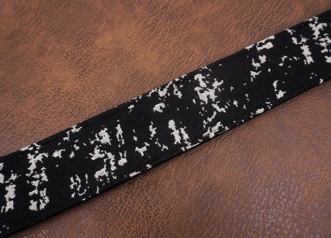 white spot jacquard guitar strap with leather ends-4