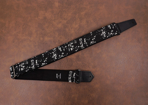 white spot jacquard guitar strap with leather ends-2