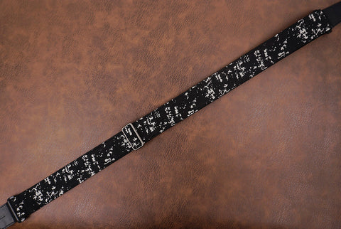 white spot jacquard guitar strap with leather ends-5