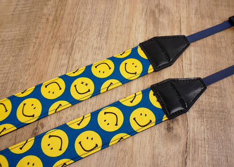 yellow smiley face emoji camera strap-4