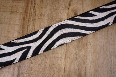 zebra guitar strap with leather ends-6