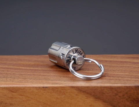 Personalized Revolver Titanium Cremation Urn Keychain-2