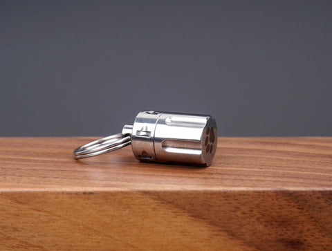 Personalized Revolver Titanium Cremation Urn Keychain-3
