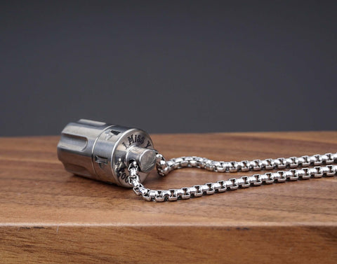 Personalized Revolver Titanium Cremation Urn Necklace-4