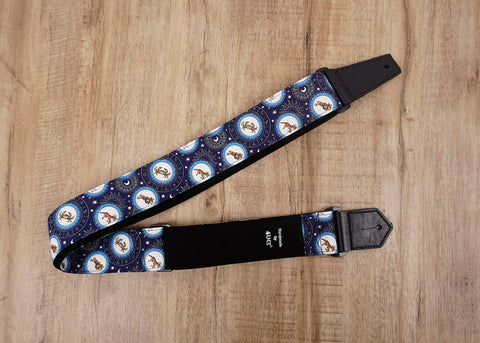 zodiac signs guitar strap with leather ends -4