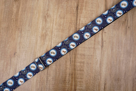 zodiac signs guitar strap with leather ends -5
