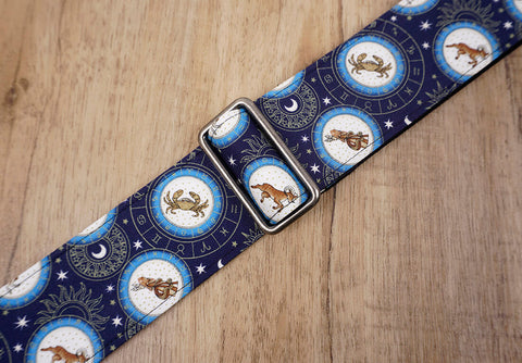 zodiac signs guitar strap with leather ends -6